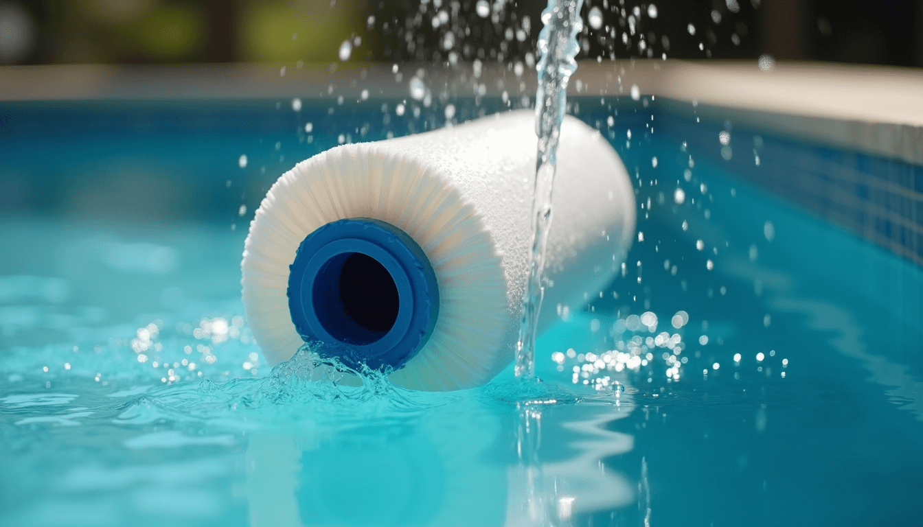 Cleaning a pool filter cartridge with a hose
