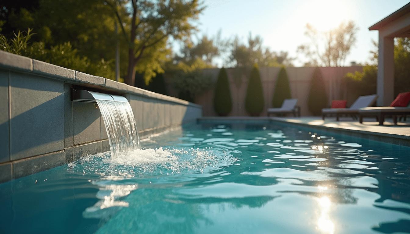 Custom backyard pool with waterfall