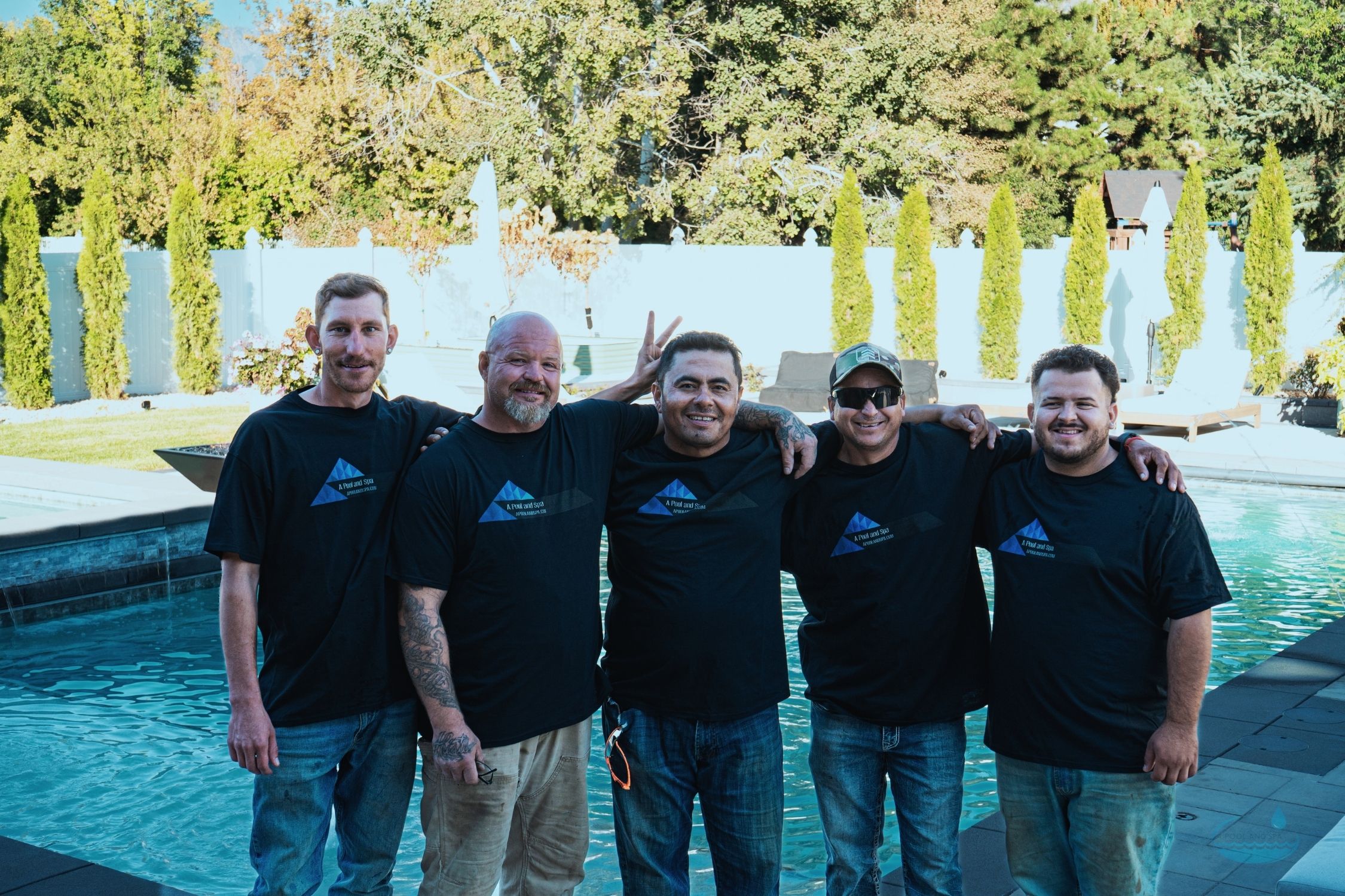 A Pool and Spa Crew Members Having Fun